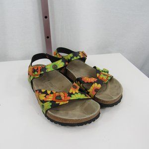 Papillio By Birkenstock Slingback Flower Sandals Black Green Orange Floral